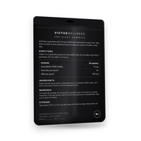VictusWellness CBD Sleep Gummies pouch, back: directions, ingredients and warnings